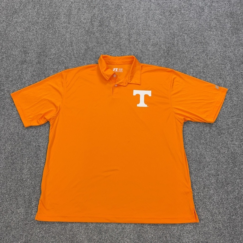 Tennessee Volunteers Polo Shirt Mens XL Orange NCAA Basketball Russell Athletic